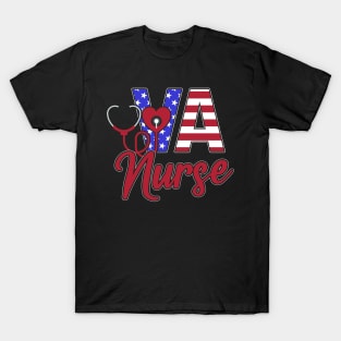 VA Nurse USA Flag 4th of July T-Shirt